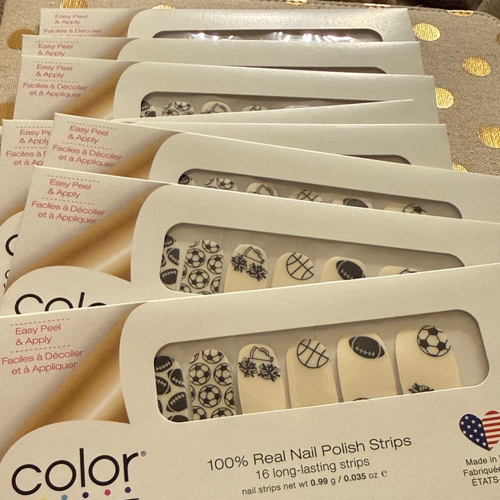 Lot of 8 Sets: Color Street “Dream Team” Clear Sports Overlay Nail Art Strips